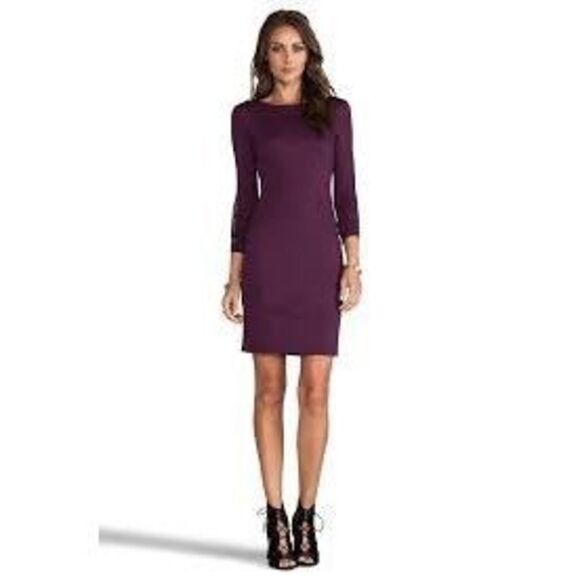 Alice + Olivia Dionne Strong Shoulder Diamond Back Burgundy Dress Size 6… - Picture 1 of 10